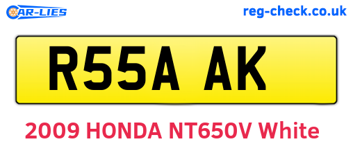 R55AAK are the vehicle registration plates.