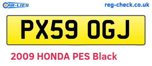 PX59OGJ are the vehicle registration plates.