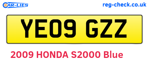 YE09GZZ are the vehicle registration plates.