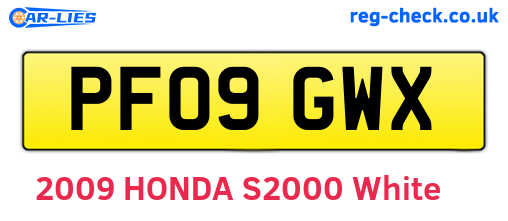 PF09GWX are the vehicle registration plates.