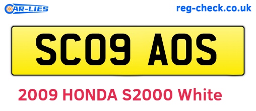 SC09AOS are the vehicle registration plates.