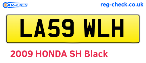 LA59WLH are the vehicle registration plates.
