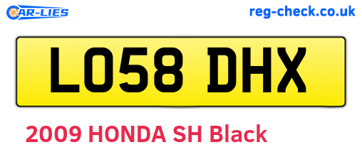 LO58DHX are the vehicle registration plates.