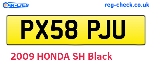 PX58PJU are the vehicle registration plates.