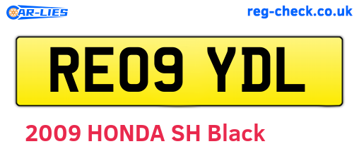 RE09YDL are the vehicle registration plates.