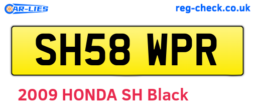 SH58WPR are the vehicle registration plates.