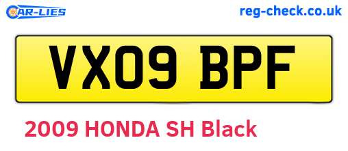 VX09BPF are the vehicle registration plates.