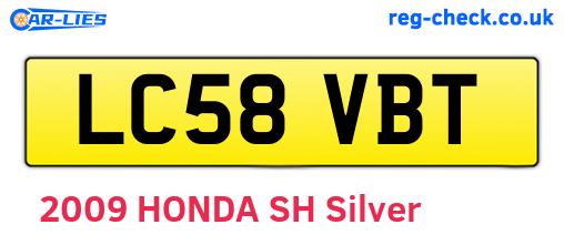 LC58VBT are the vehicle registration plates.