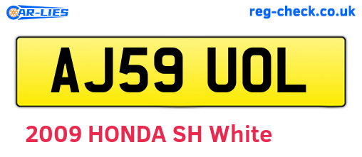 AJ59UOL are the vehicle registration plates.