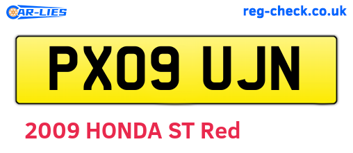 PX09UJN are the vehicle registration plates.
