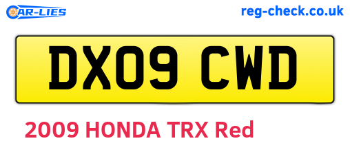 DX09CWD are the vehicle registration plates.