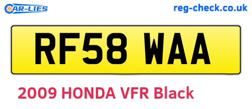 RF58WAA are the vehicle registration plates.