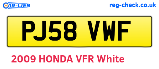 PJ58VWF are the vehicle registration plates.