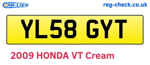 YL58GYT are the vehicle registration plates.