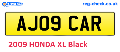 AJ09CAR are the vehicle registration plates.