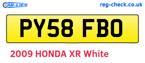 PY58FBO are the vehicle registration plates.