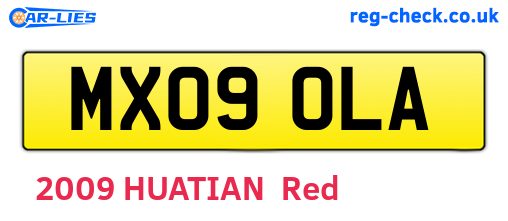 MX09OLA are the vehicle registration plates.