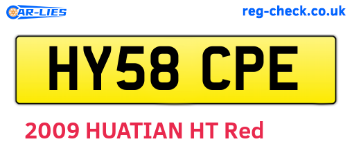 HY58CPE are the vehicle registration plates.
