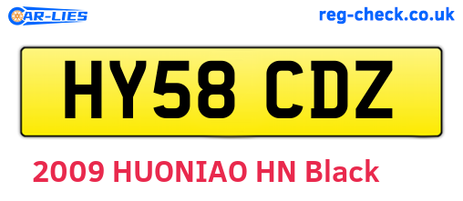 HY58CDZ are the vehicle registration plates.