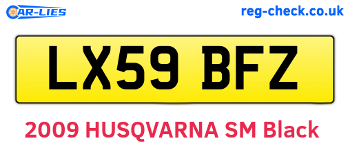 LX59BFZ are the vehicle registration plates.