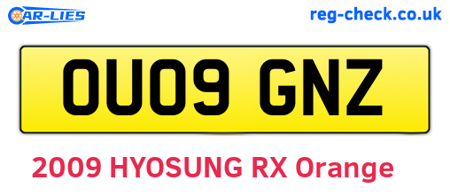 OU09GNZ are the vehicle registration plates.