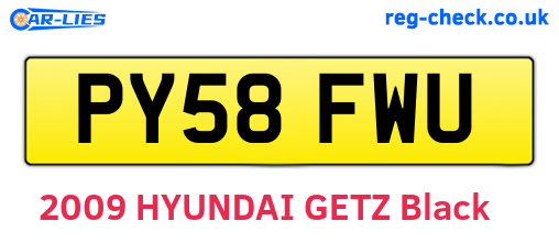 PY58FWU are the vehicle registration plates.