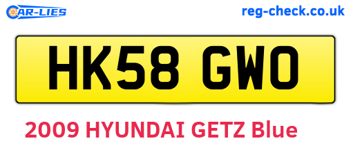 HK58GWO are the vehicle registration plates.