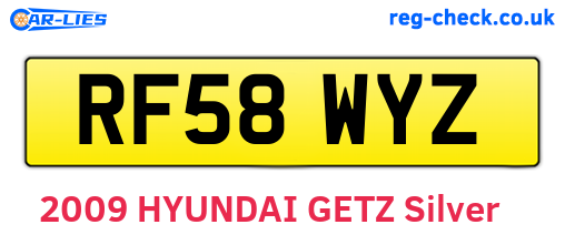 RF58WYZ are the vehicle registration plates.