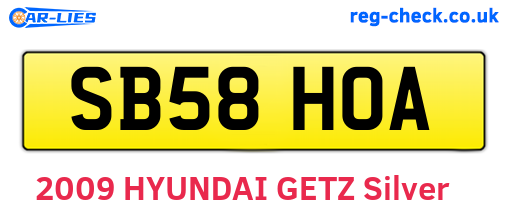 SB58HOA are the vehicle registration plates.