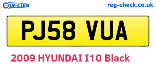 PJ58VUA are the vehicle registration plates.
