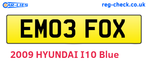 EM03FOX are the vehicle registration plates.