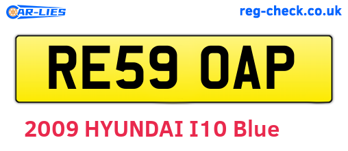 RE59OAP are the vehicle registration plates.
