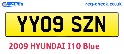 YY09SZN are the vehicle registration plates.