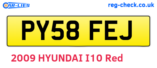 PY58FEJ are the vehicle registration plates.