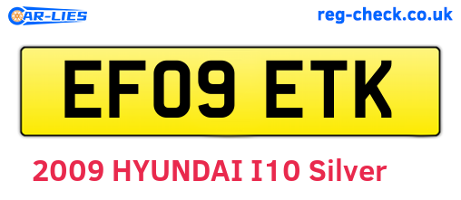 EF09ETK are the vehicle registration plates.
