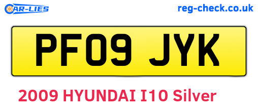 PF09JYK are the vehicle registration plates.