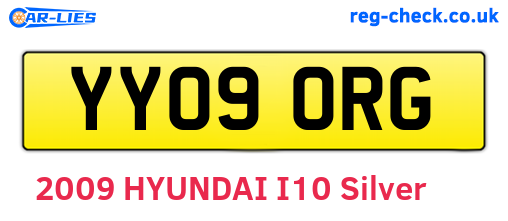 YY09ORG are the vehicle registration plates.