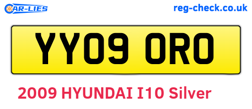 YY09ORO are the vehicle registration plates.