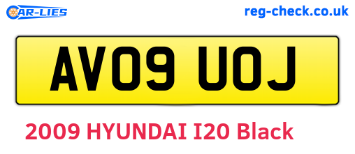 AV09UOJ are the vehicle registration plates.