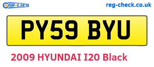 PY59BYU are the vehicle registration plates.