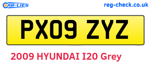 PX09ZYZ are the vehicle registration plates.