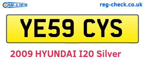YE59CYS are the vehicle registration plates.