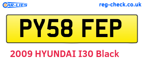 PY58FEP are the vehicle registration plates.
