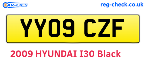 YY09CZF are the vehicle registration plates.