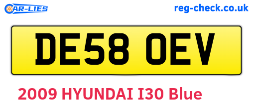 DE58OEV are the vehicle registration plates.