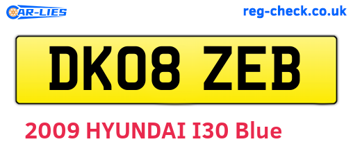 DK08ZEB are the vehicle registration plates.