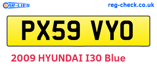 PX59VYO are the vehicle registration plates.