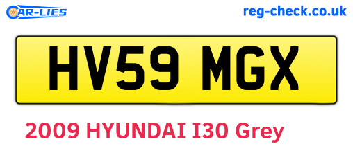 HV59MGX are the vehicle registration plates.