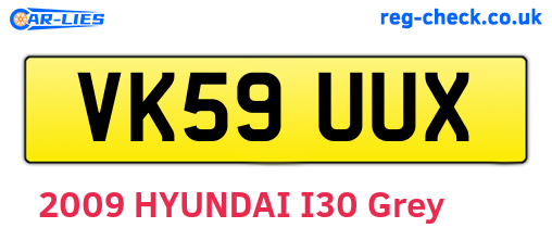 VK59UUX are the vehicle registration plates.