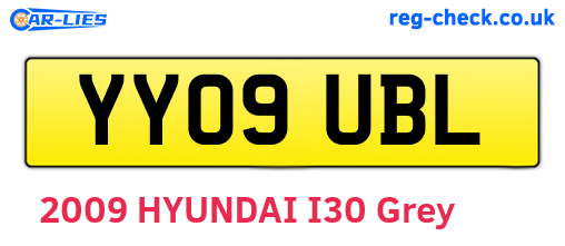 YY09UBL are the vehicle registration plates.